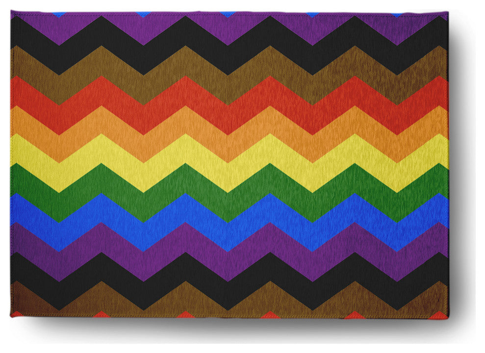 Inclusive Pride Chevron Chenille Rug, Inclusive Pride Chevron, 5'x7'