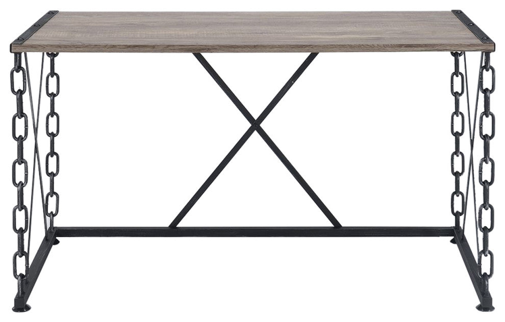 ACME Jodie Console Table, Rustic Oak and Antique Black Finish