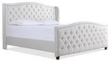 Marcella Upholstered Tufted Shelter Wingback Panel Bed, Bright White Polyester, King