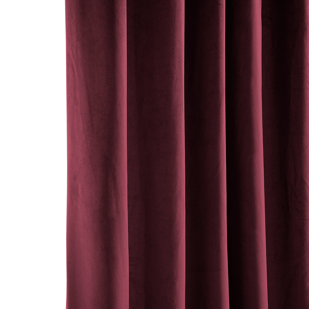 Heritage Plush Velvet Curtain Single Panel, Dark Merlot, 50"x96"