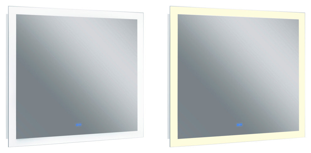 Abigail Rectangle Matte White LED 40 in. Mirror From our Abigail Collection