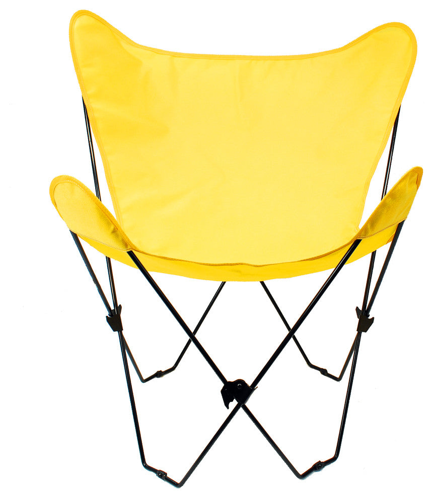 Butterfly Chair and Cover Combo With Black Frame, Yellow
