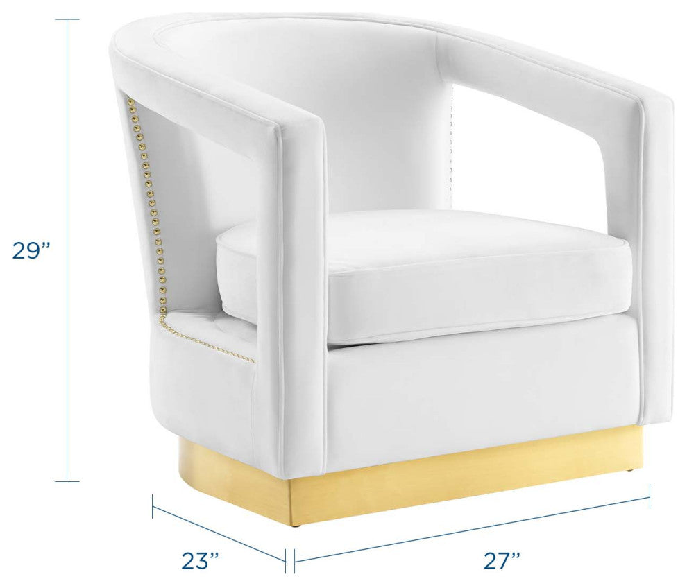 Armchair Accent Chair, Velvet, White, Modern, Living Lounge Hotel Hospitality