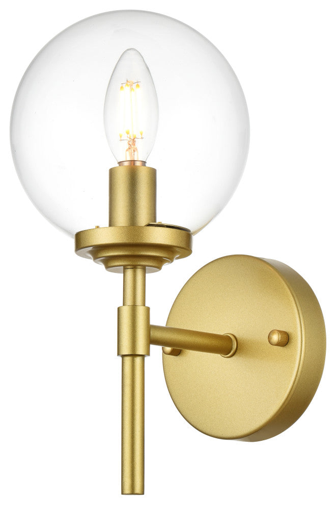 1 Light Brass And Clear Bath Sconce