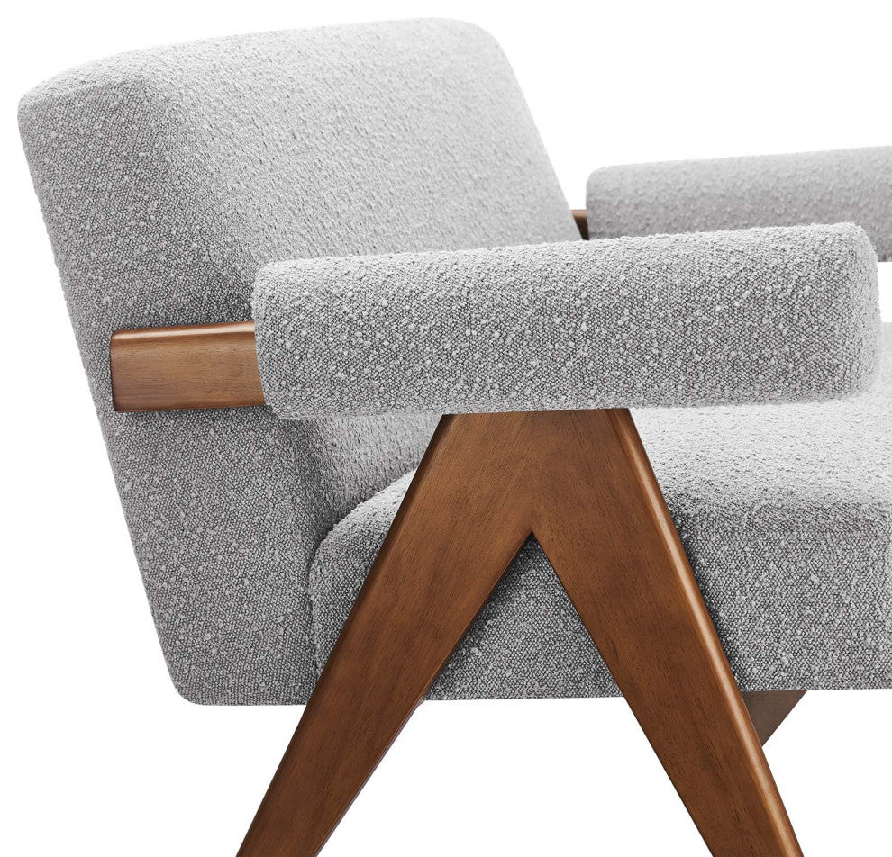 Lyra Boucle Fabric Loveseat, Light Gray