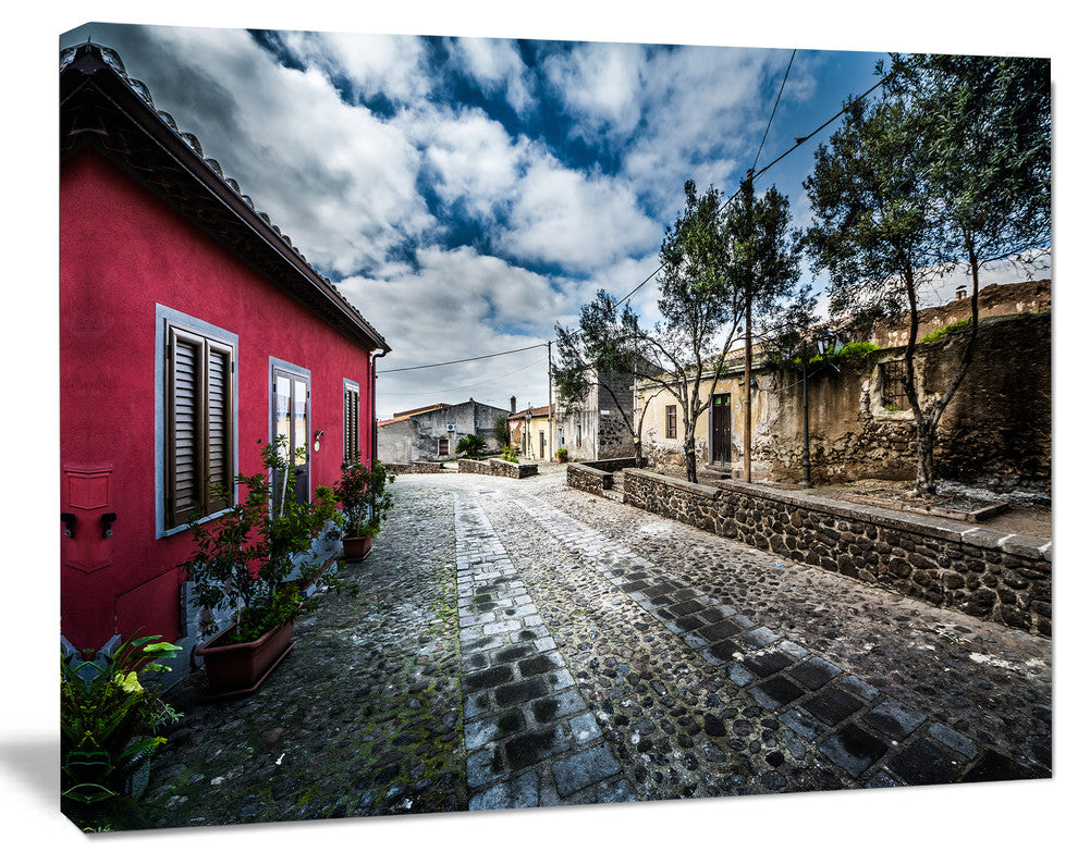 Beautiful Milis Street Sardinia, Landscape Canvas Art Print, 60"x28"