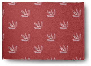 Feather Pattern Spring Chenille Rug, Ligonberry Red, 5'x7'