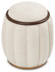 Camellia Field Round Bench, Linen/Warm Pecan