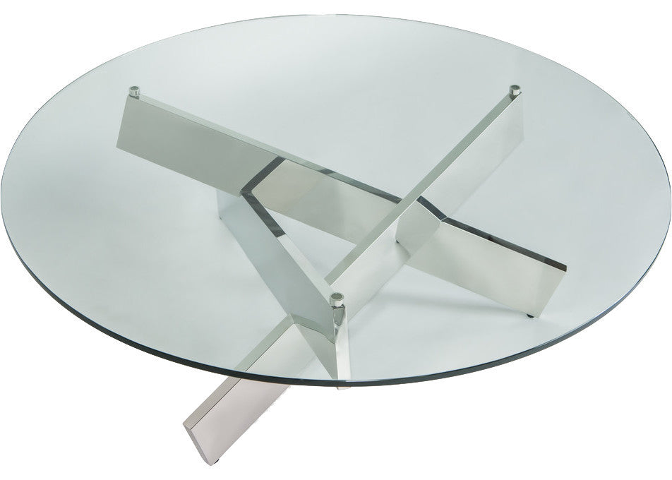 Bella Round Coffee Table, Polished Stainless Steel