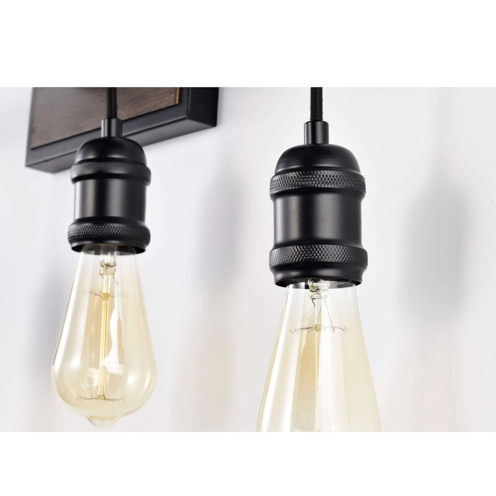 Hilary 4-light Antique Black and Faux Wood Grain Wall Sconce