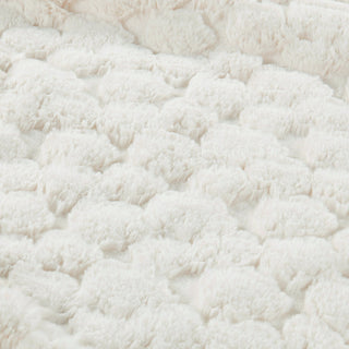 Cloud Carved Faux Fur Throw Blanket, White