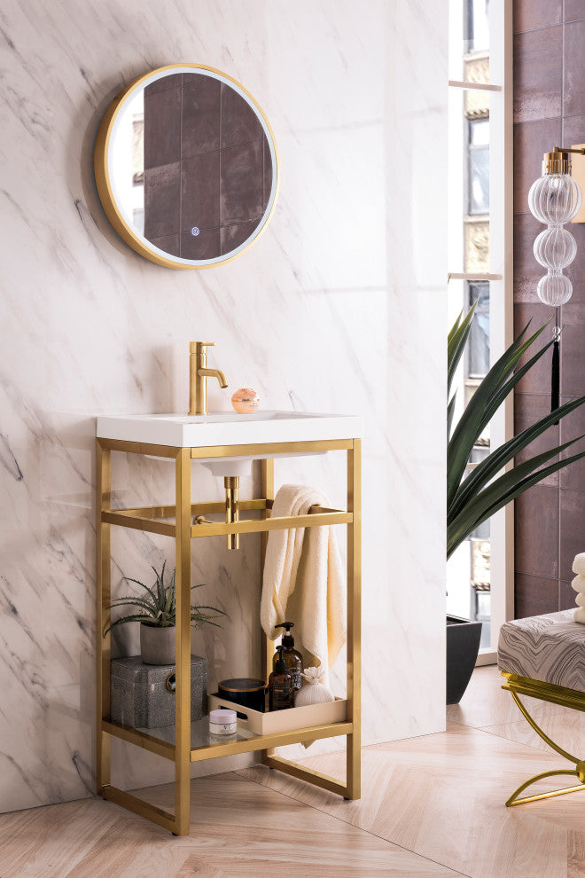 Boston 20" Sink Console, Radiant Gold, White Gloss Top