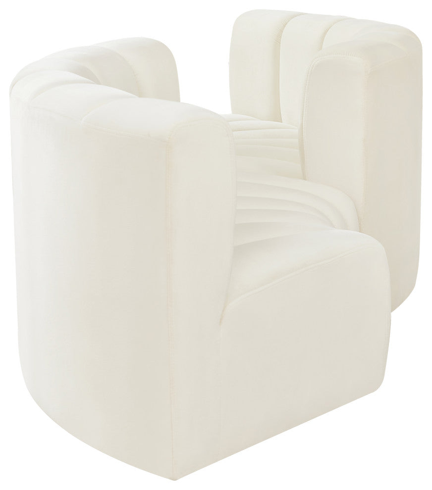 Arc Velvet Upholstered 4-Pc. Facing Modular Sectional, Cream