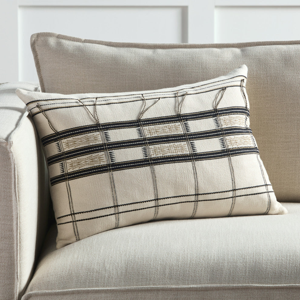Jaipur Living Merima Tribal Black/Cream Poly Fill Pillow 16"X24" Lumbar