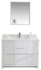 Mila Collection 42" Bathroom Vanity With Sink, Mirror, Countertop, Snow White