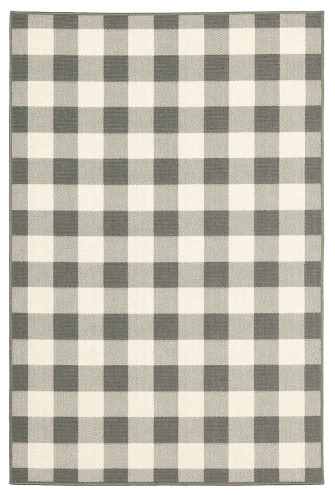 Oriental Weavers Marina Grey/ Ivory Geometric Indoor/Outdoor Rug 7'10"X10'10"