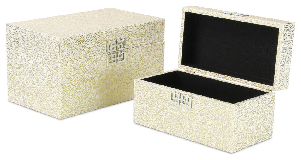 Galena "Double Happiness" Faux Shagreen Box Set, White Gold