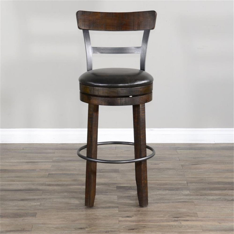 Sunny Designs Homestead 30" Swivel Barstool with Back in Tobacco Leaf (Set of 2)