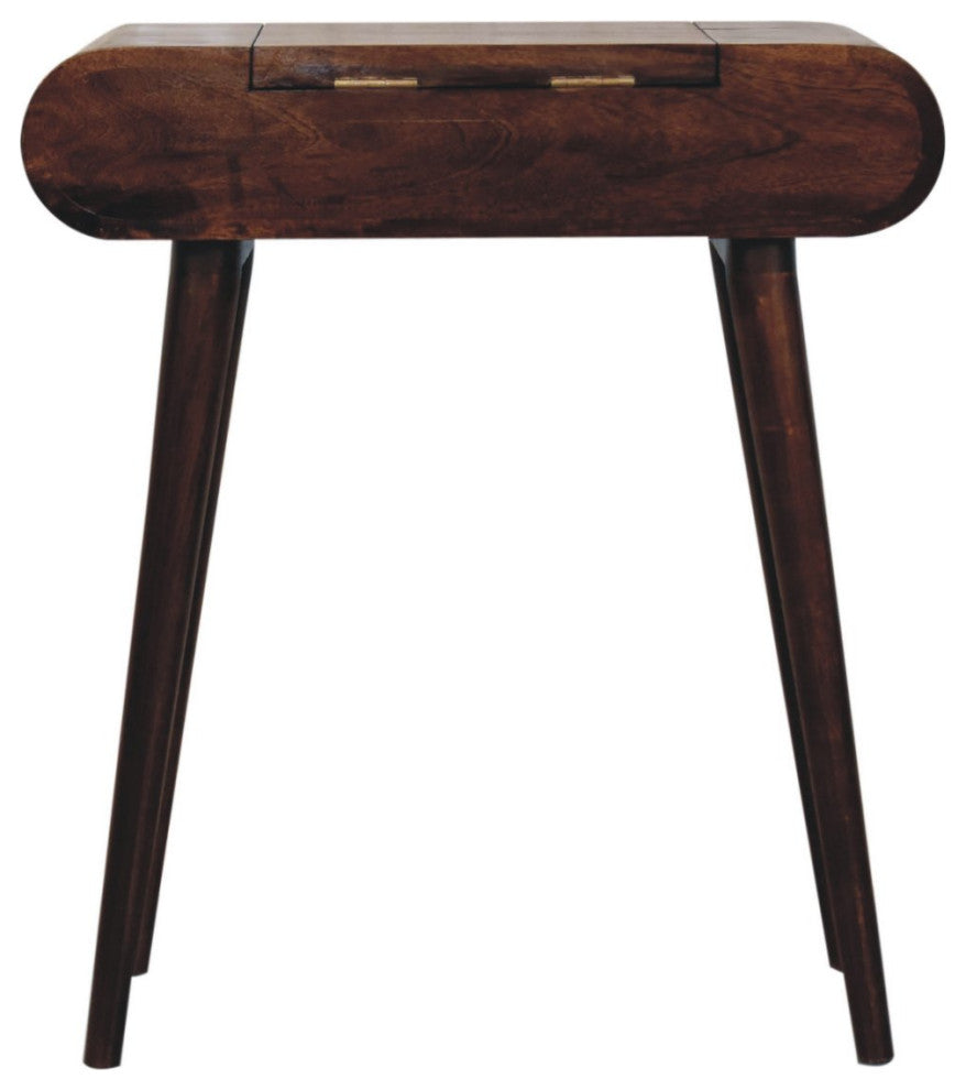 Artisan Furniture Mini California Walnut Dressing Table with Foldable Mirror