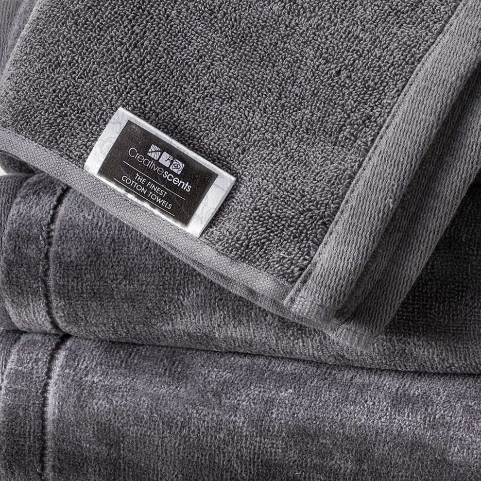 Creative Scents Set of 4 Cotton Hand Towel Set, Gray