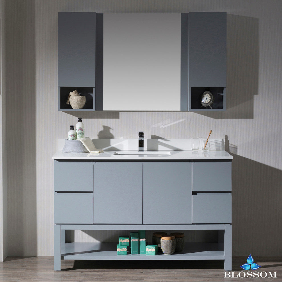Monaco 54" Vanity Set With Mirror and Wall Cabinets
