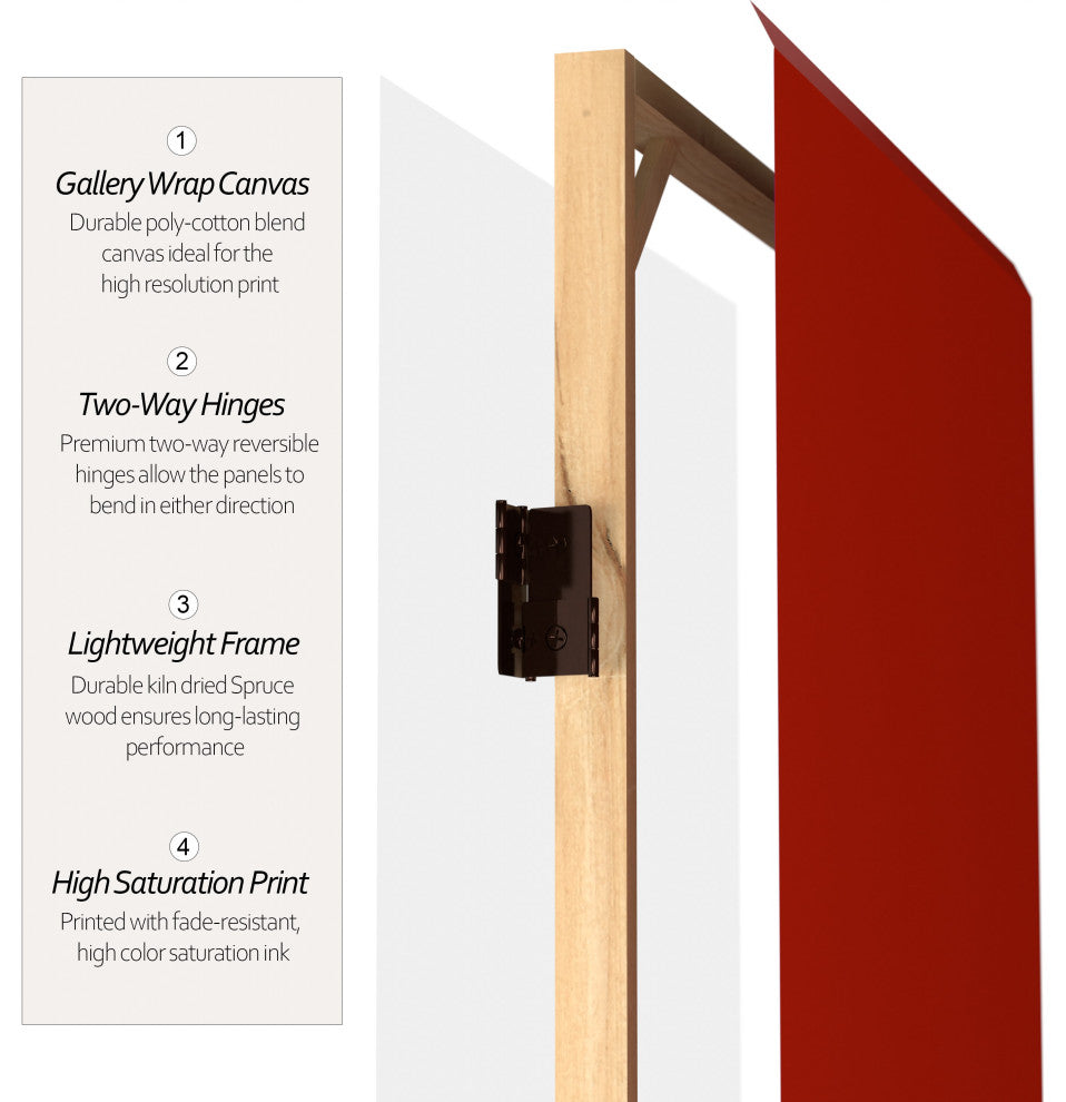 6' Tall Double Sided Antique Red Canvas Room Divider