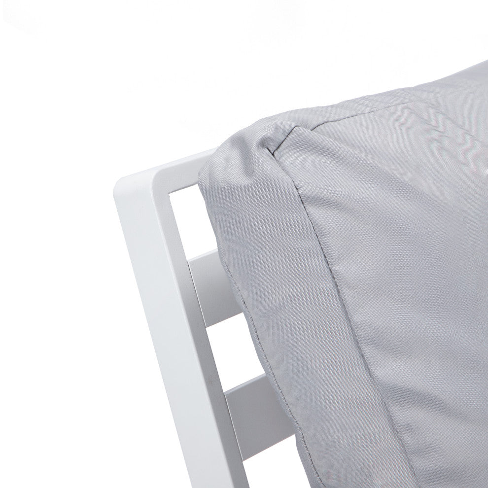 Leisuremod Walbrooke Patio Loveseat With White Aluminum Frame, Light Gray