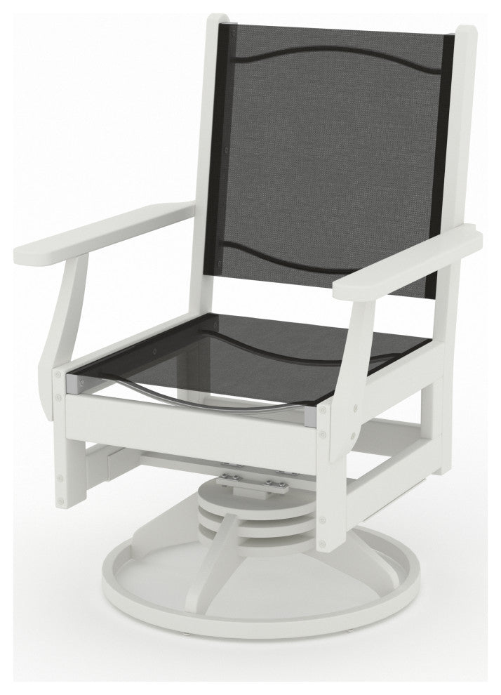 Tuscany Sling Swivel Dining Set, White, 7-Piece