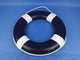 Decorative Lifering, 15", Dark Blue Painted With White Bands