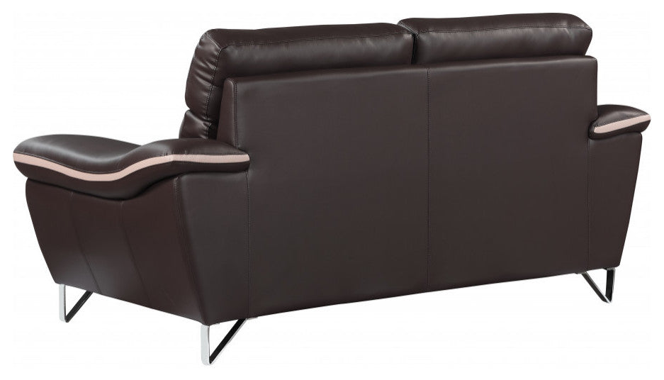 110" Charming Brown Leather Sofa Set