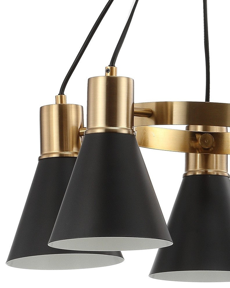 Apollo 3-Light Adjustable LED Task Pendant Lamp, Black/Brass Gold, 5-Light(s)
