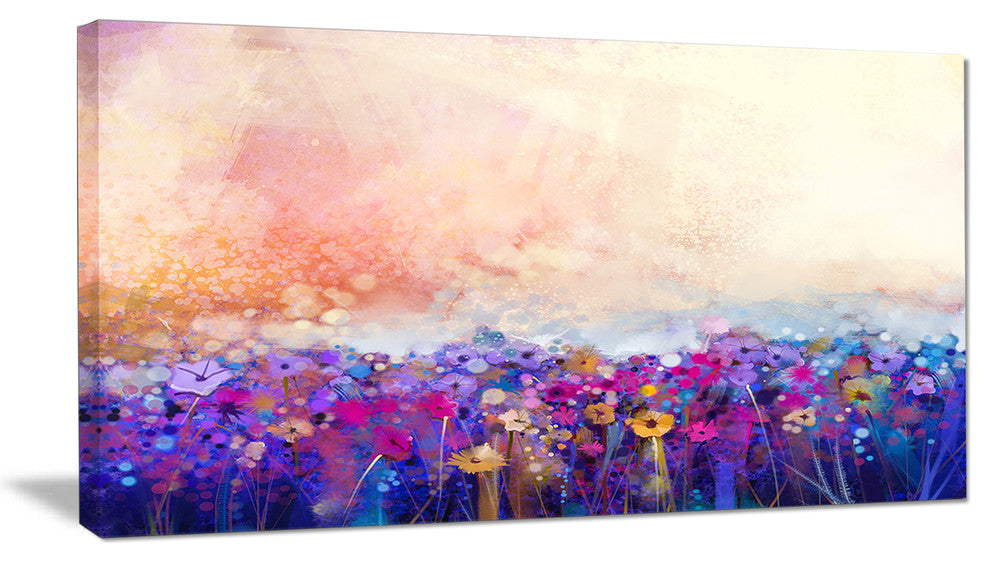 Abstract Flower Watercolor Painting, Large Floral Canvas Art Print, 32"x16"
