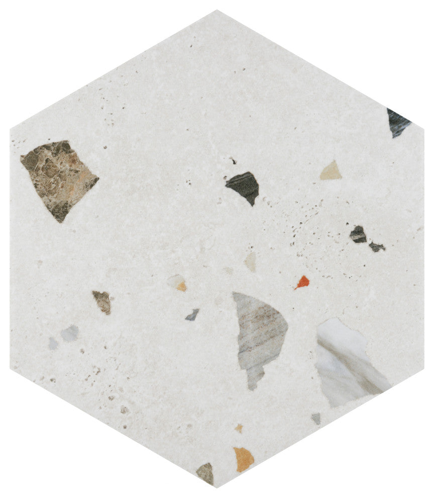 Sonar Hex White Porcelain Floor and Wall Tile