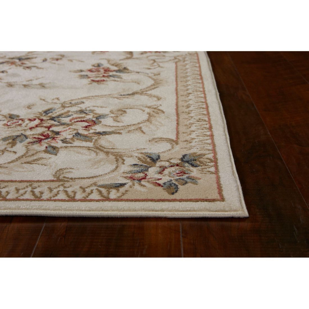 KAS Avalon 5606 Ivory Aubusson Area Rug, 5'3" x 7'7"
