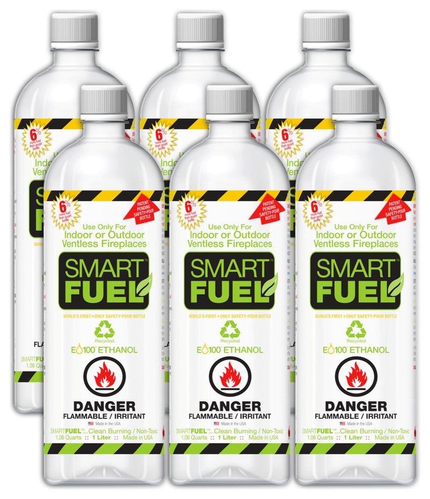 Smart Fuel Liquid Bio-Ethanol Fuel 6 Pack Liter Bottles