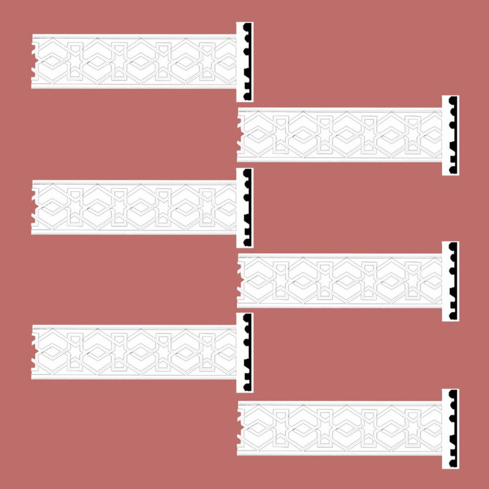 Crown Molding White Urethane Willoughby Ornate  6 Pieces Totaling 564" Length