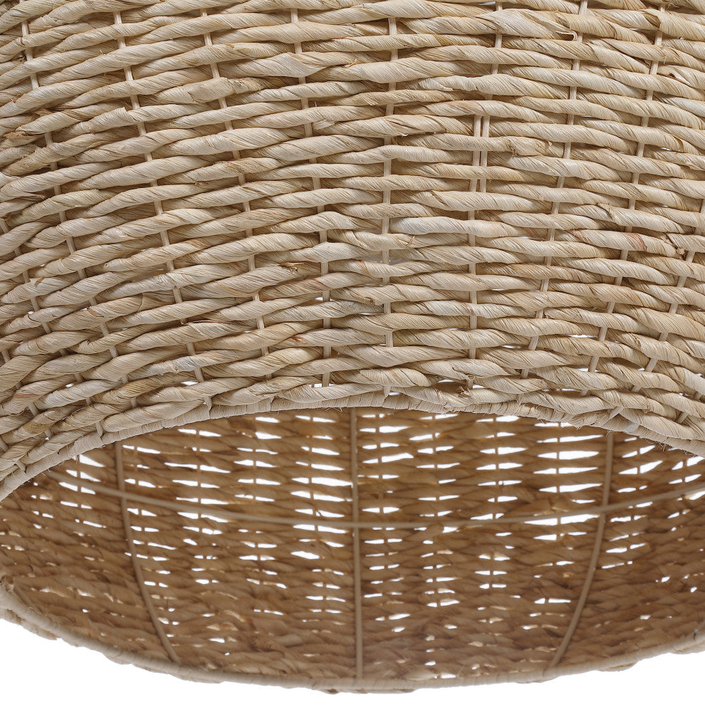 Elegant Large Round Seagrass Dome Pendant 1 Light Woven Sphere Ball Casual