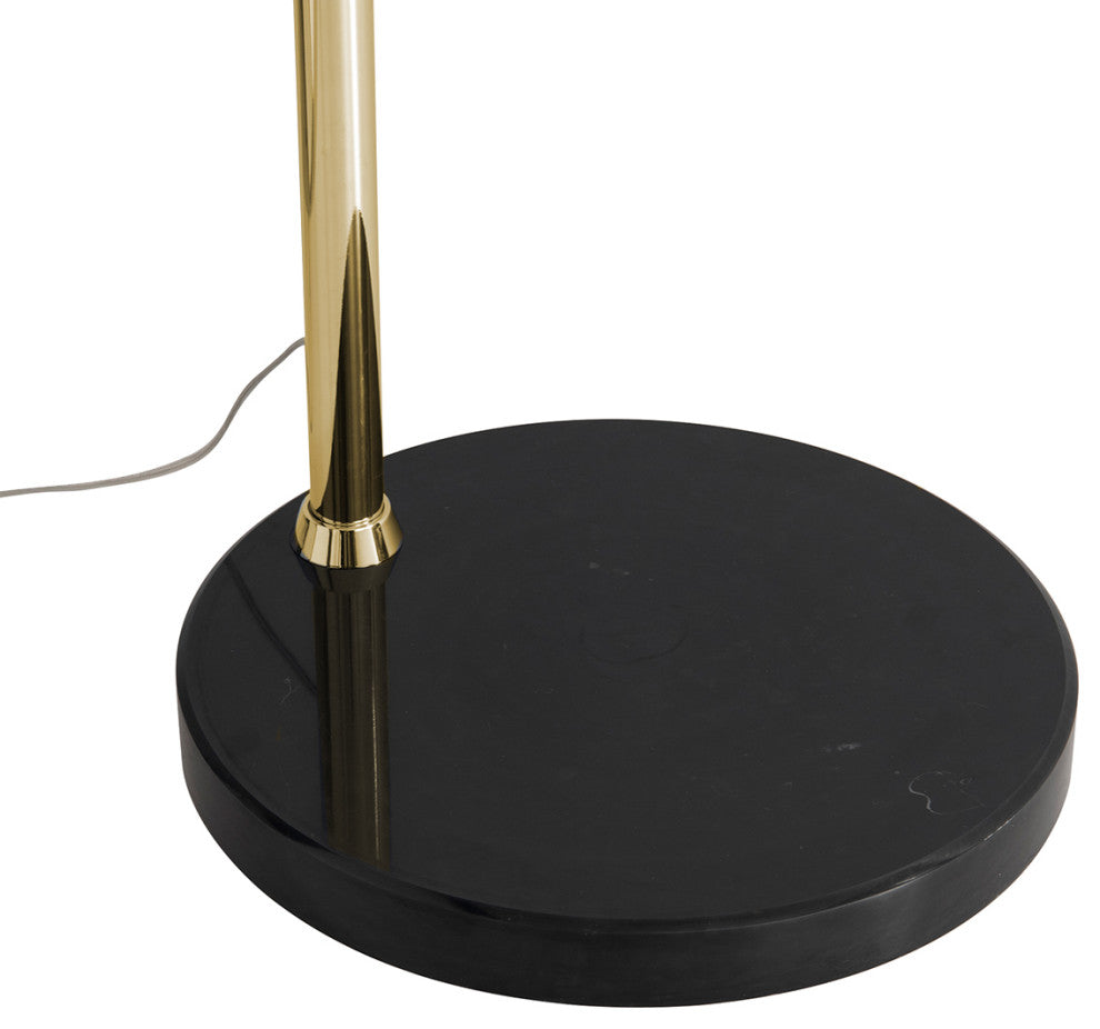 Marilyn 1 Light Arc Floor Lamp - Weathered Brass, Rotary Switch, Marble Base
