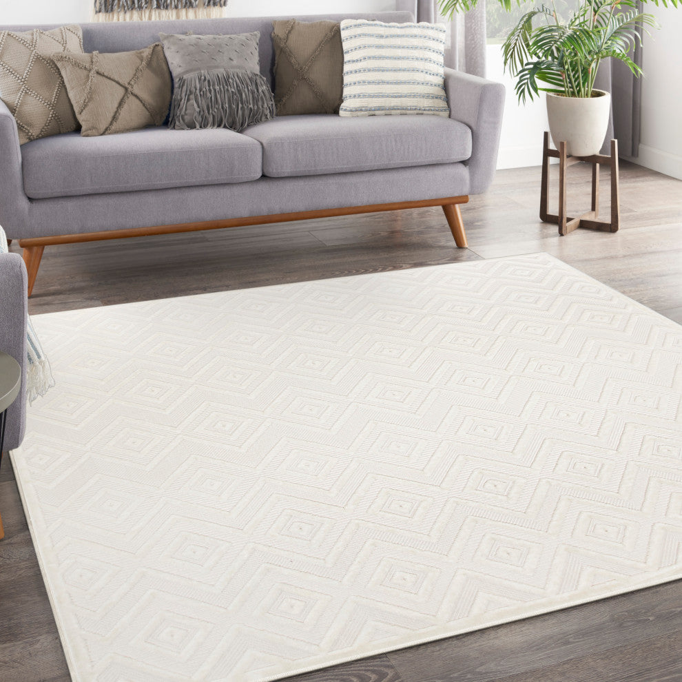 Nourison Versatile 9' x Square Ivory White Modern Rug