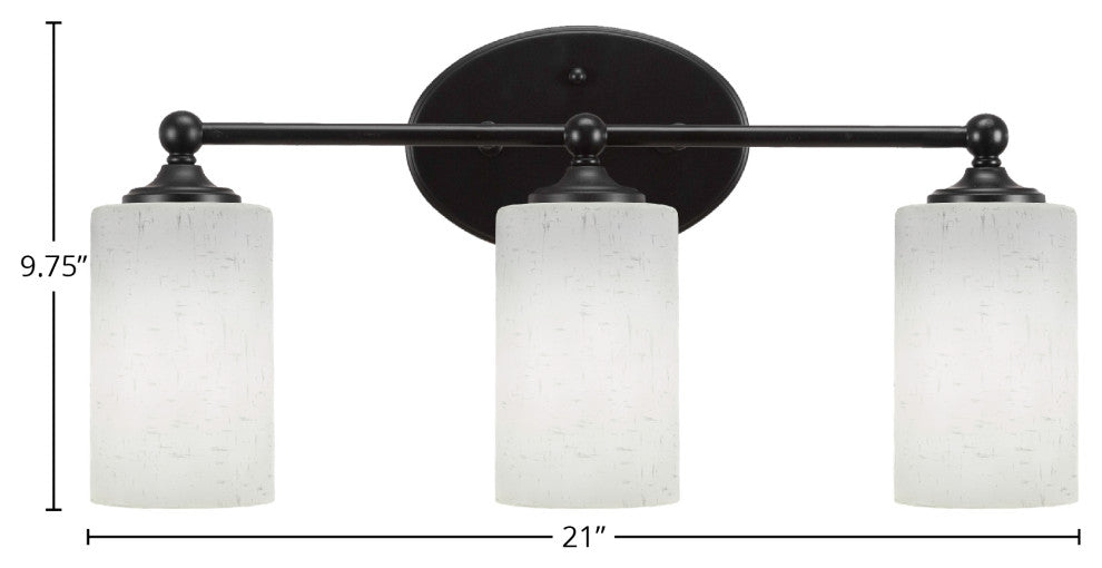 Capri 3-Light Bath Bar, Matte Black/White Muslin