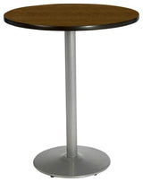 KFI Walnut 42in Breakroom Table with Round Silver Base Walnut