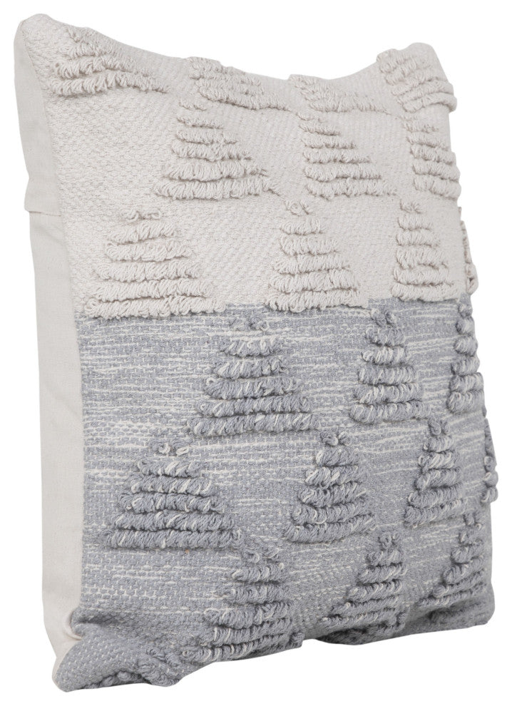 Ox Bay Handwoven Gray/White Geometric Organic Cotton Pillow Cover, 20"x20"