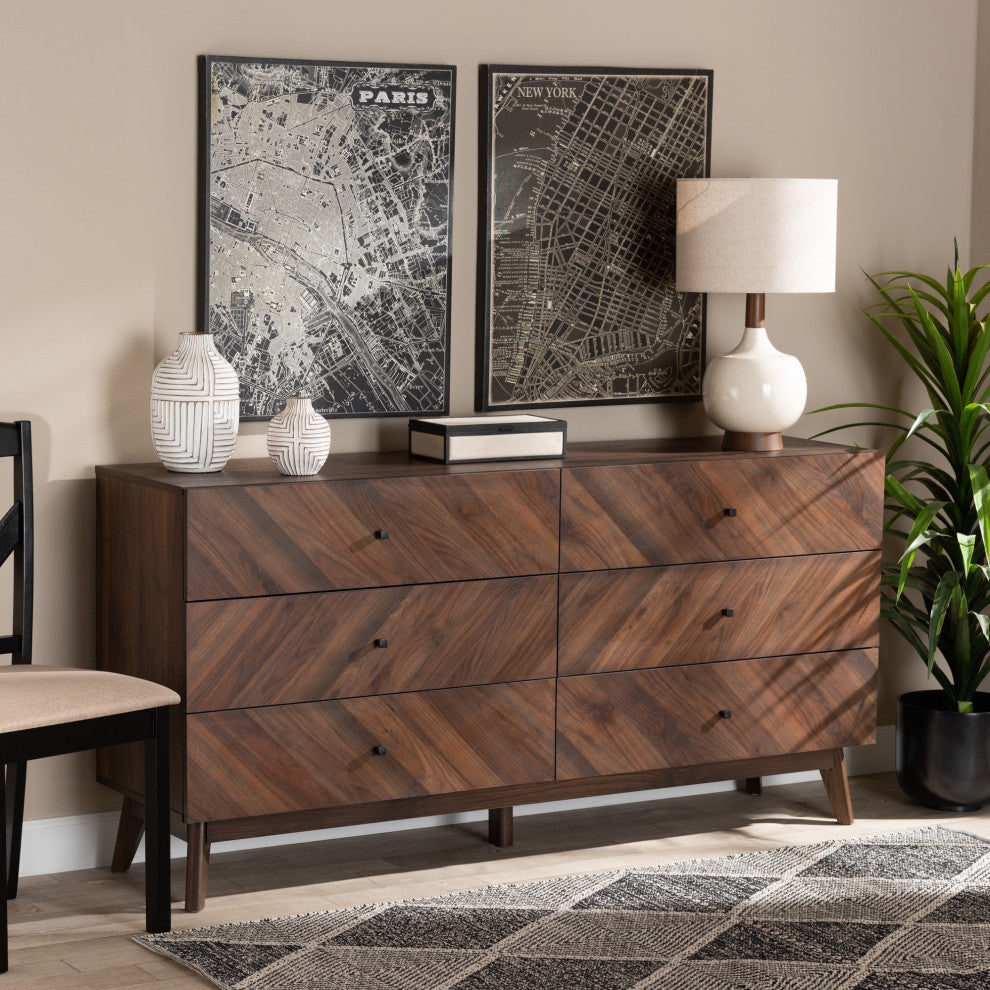 Hugo Mid-Century Dresser, Walnut Brown