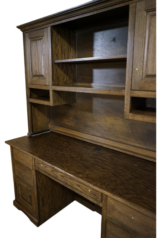 Eagle Furniture, Oak Ridge Double-Pedestal, Dark Oak, With Hutch