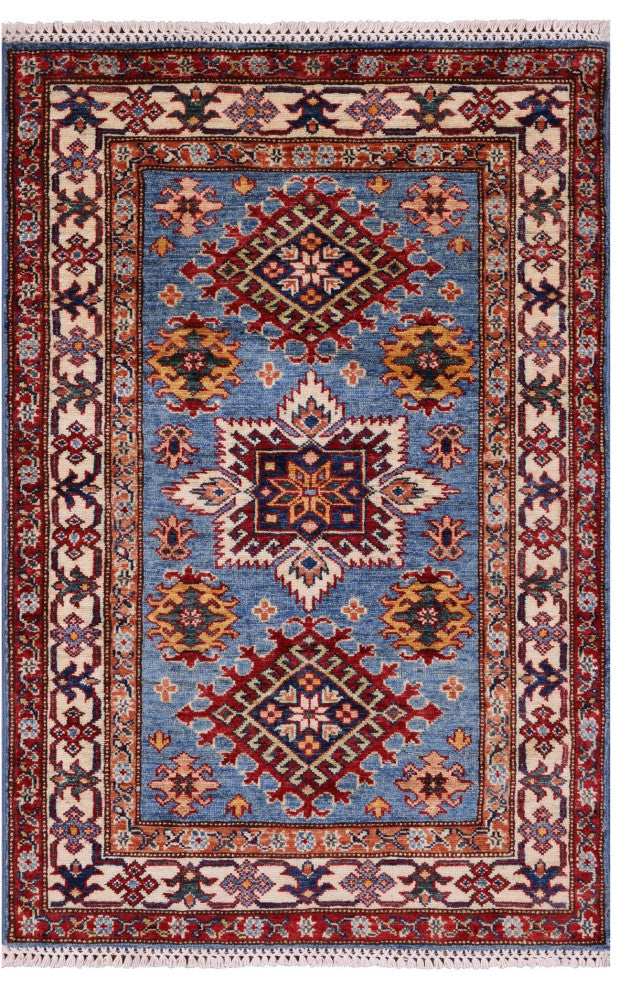 2' 10" X 4' 4" Handmade Super Kazak Wool Rug - Q12980