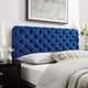 Tufted Headboard, Full Queen Size, Velvet, Blue Navy, Modern Contemporary