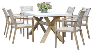 7-Piece Ivory Composite and Eucalyptus Wash Dining Set