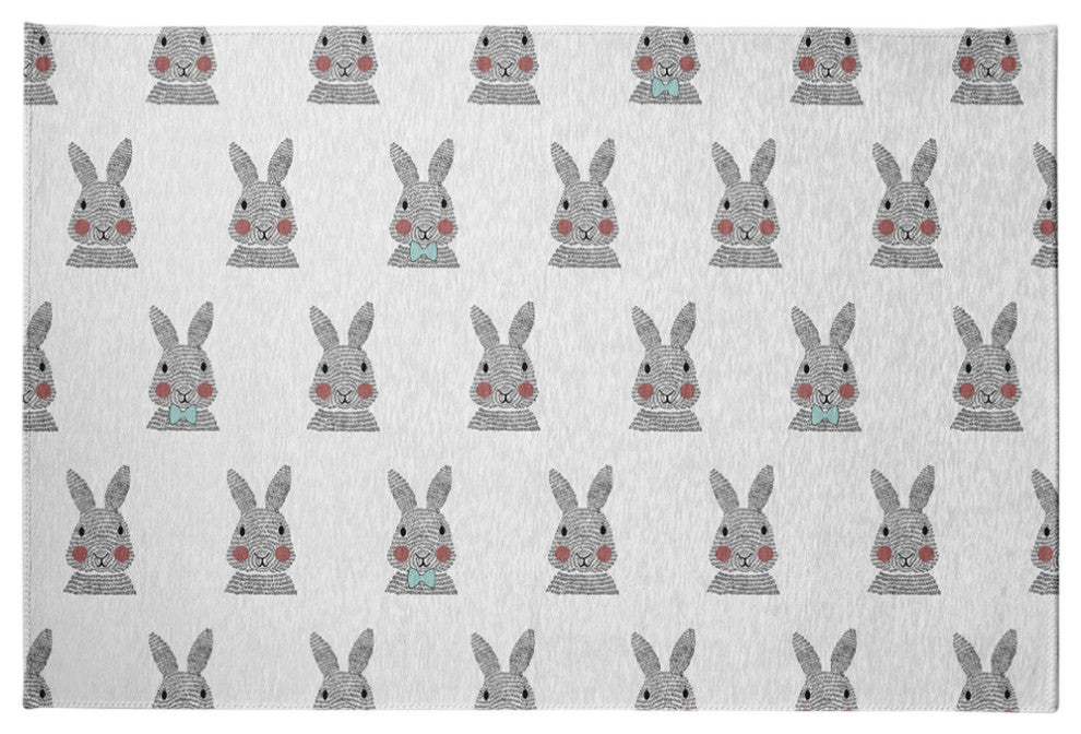 Bunny Fluffle Easter Chenille Rug, Wave Top Blue, 4'x6'