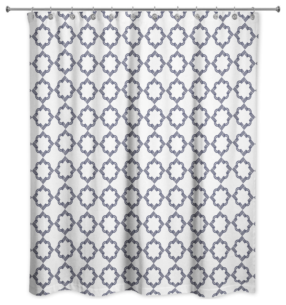 Navy Geo Pattern 71x74 Shower Curtain