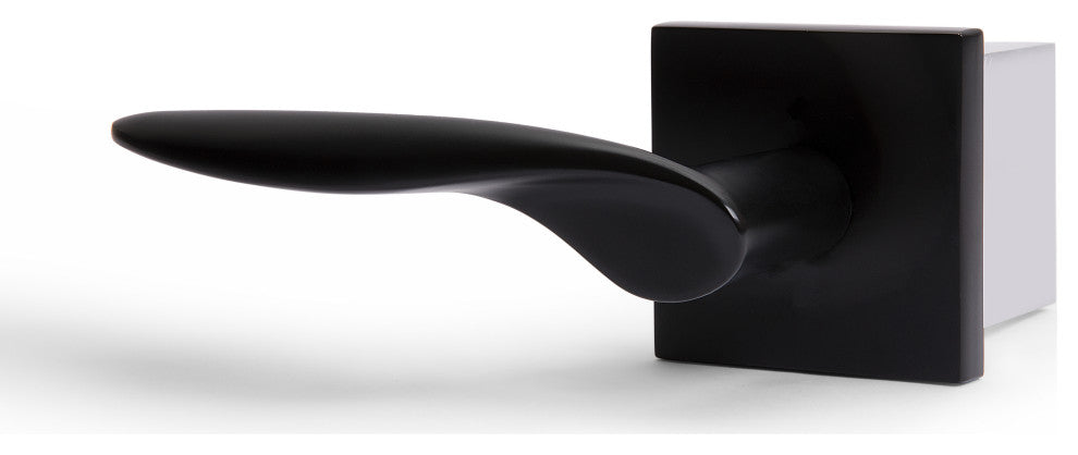 Modern Heavy Duty Designer Interior Door Lever - Lafayette Collection, Matte Black, Privacy Left Hand